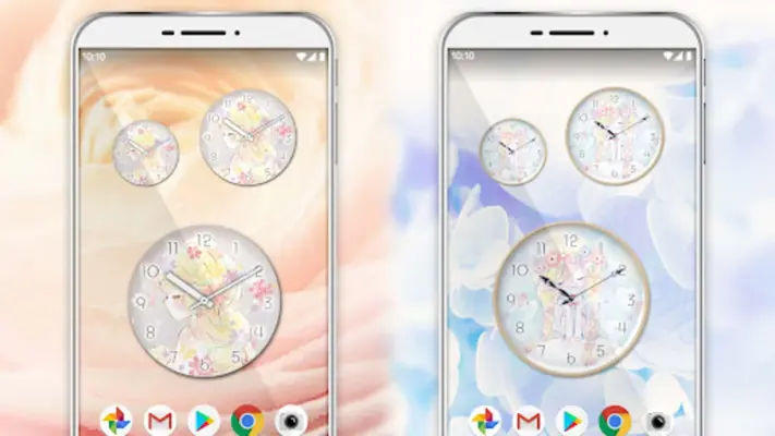 Analog clock Flowery kiss android App screenshot 0