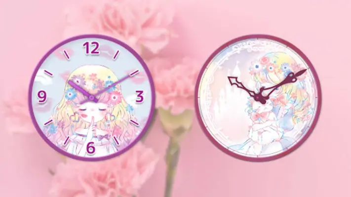 Analog clock Flowery kiss android App screenshot 1